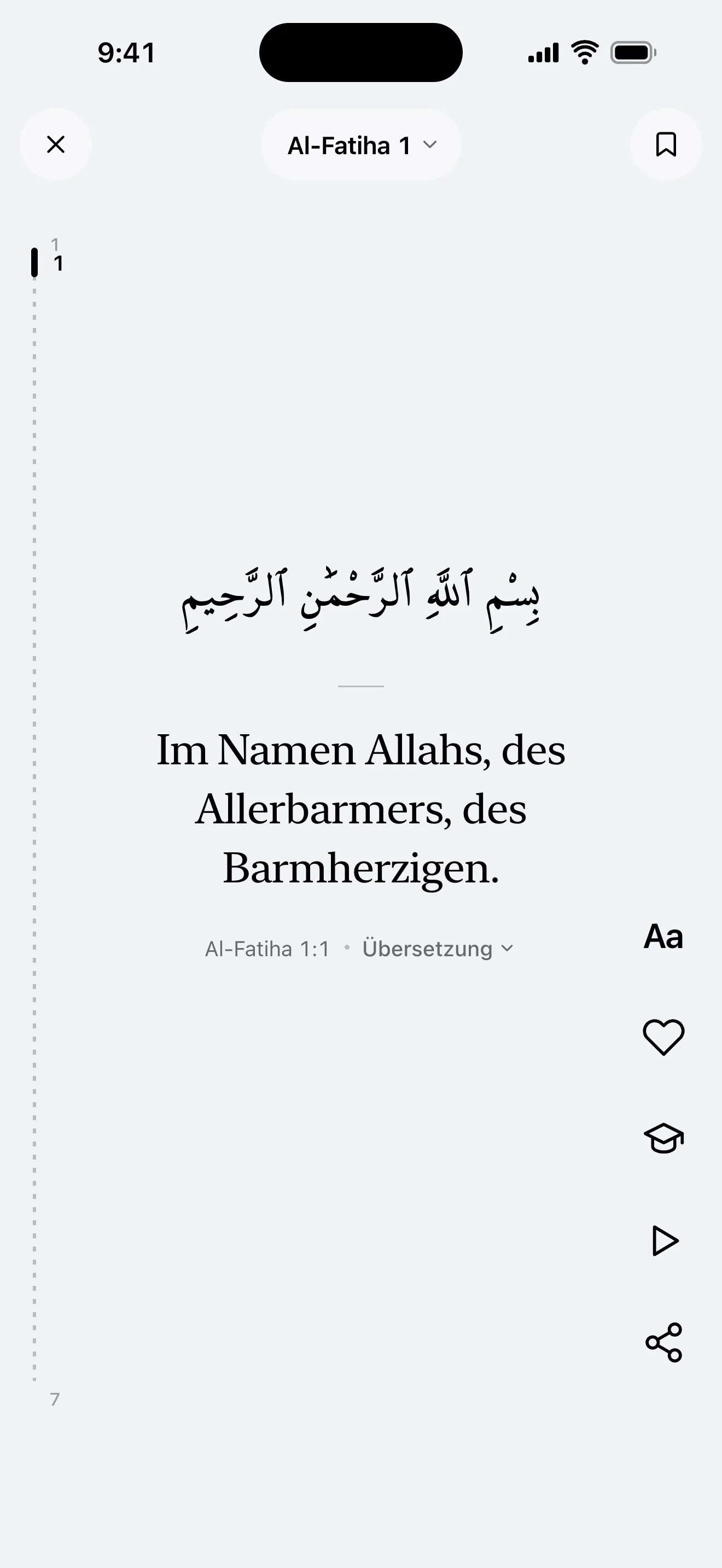Koran-Feed: Al-Fatiha 1, der arabische Vers und seine Übersetzung