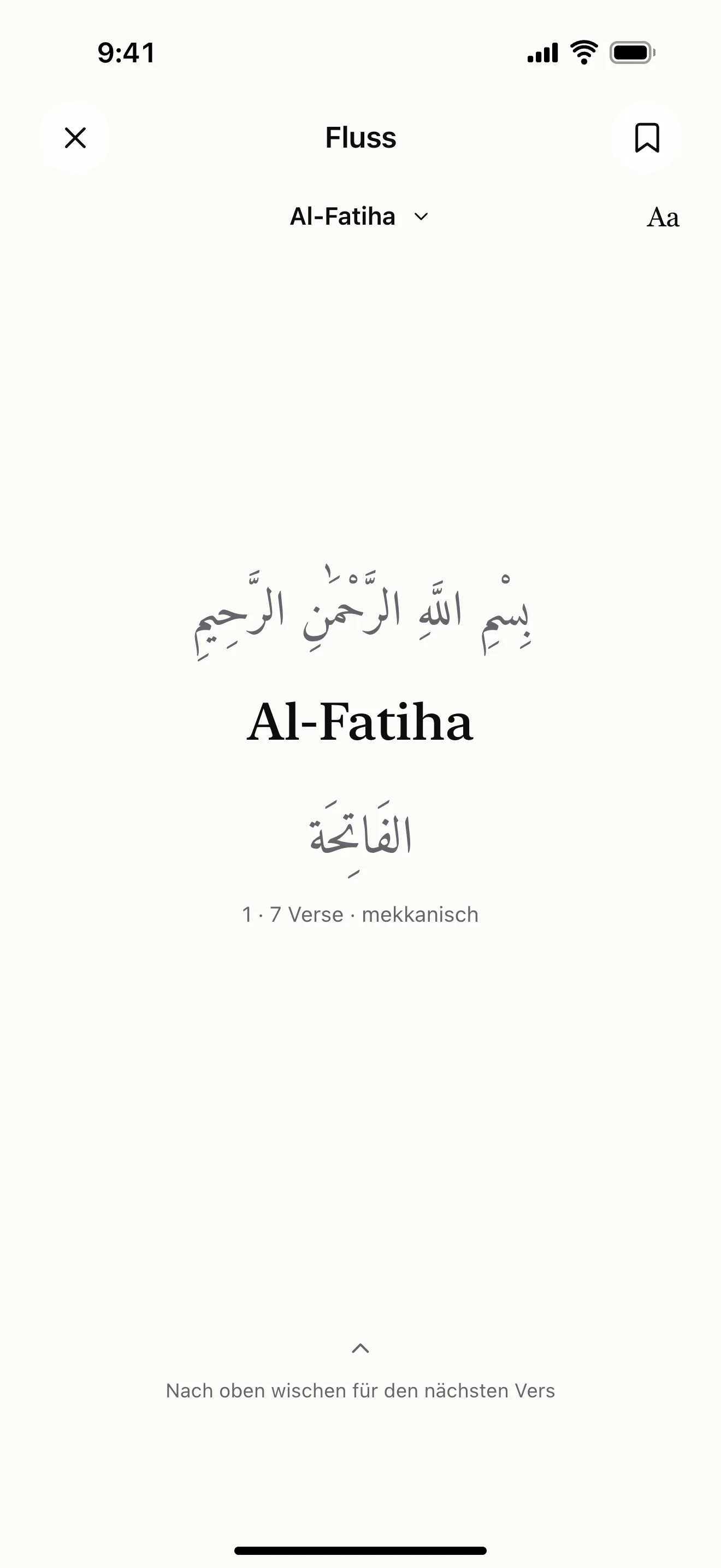 Koran-Feed: Beispielansicht der App