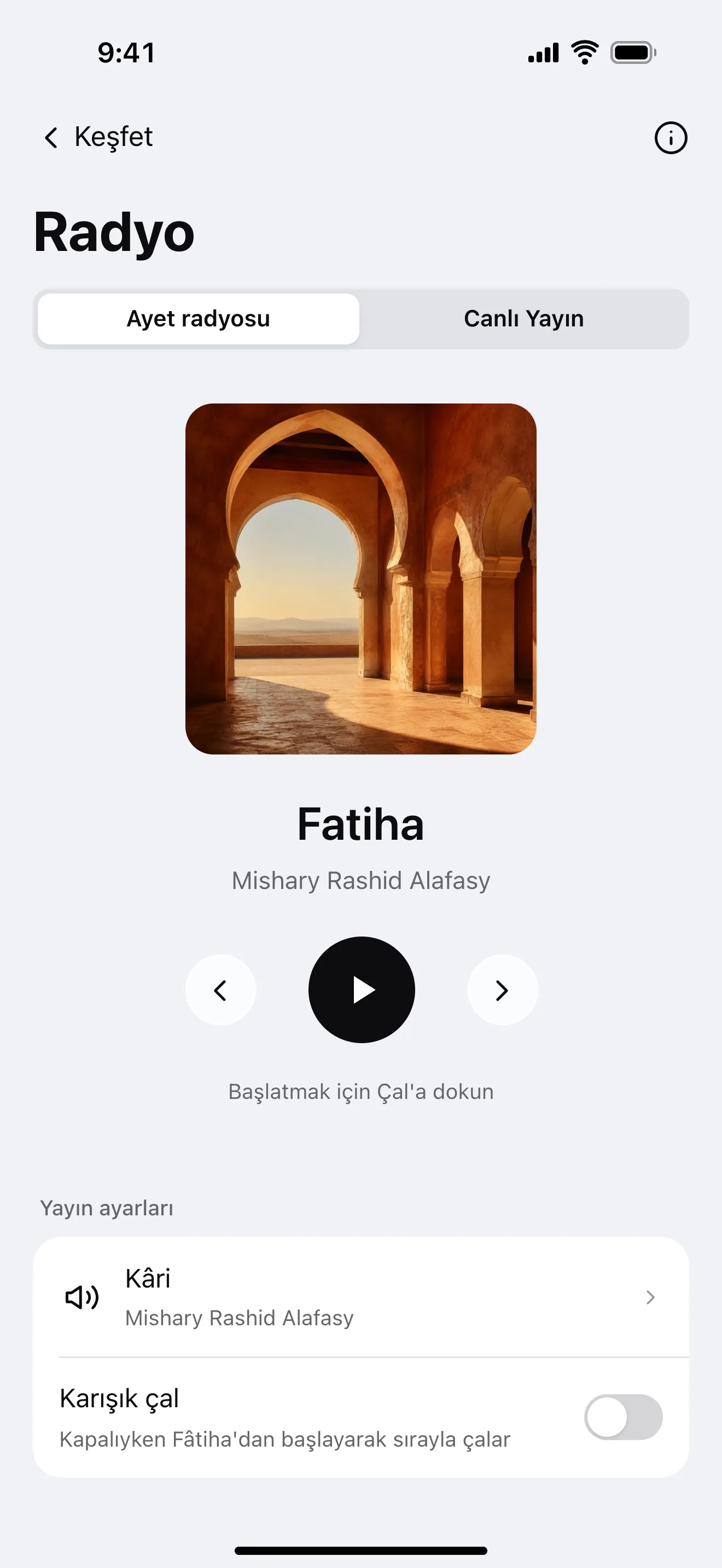 Radyo: uygulamadan örnek ekran